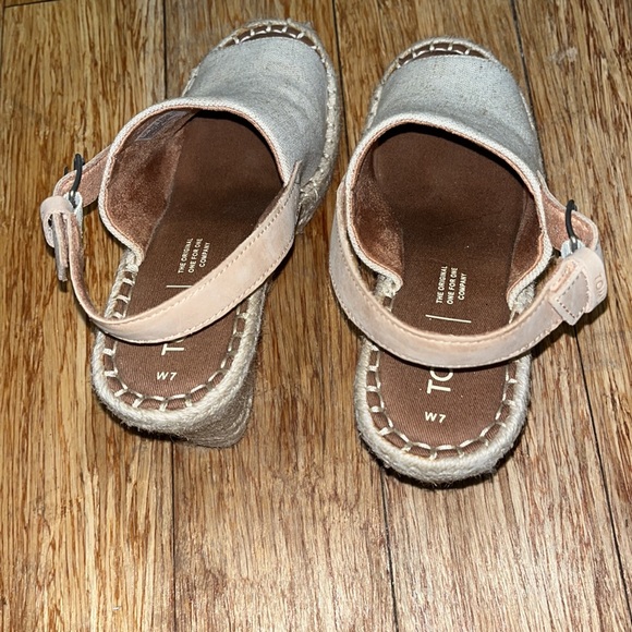 Toms Monica Slingback Wedge Sandal - Wedges Espadrilles Cream/Tan sz 7 - Picture 3 of 5